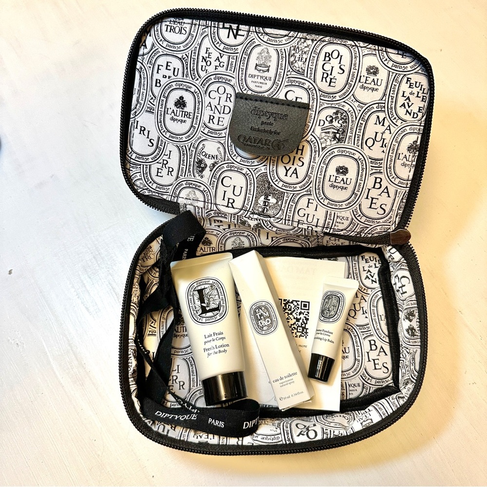 New Diptyque amenity kit for Qatar Airways in Eau des Sens fragrance